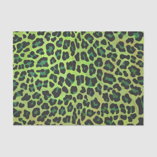 Leopard Black and Green Print Tissue Paper (Front)