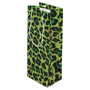 Leopard Black and Green Print Wine Gift Bag