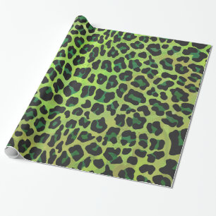 Leopard Black and Green Print Wrapping Paper