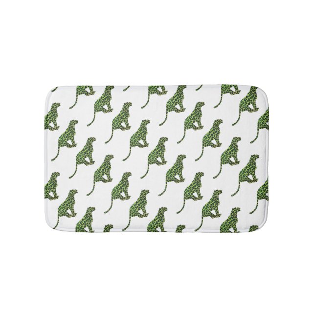 Leopard Black and Green Silhouette Bath Mat (Front)