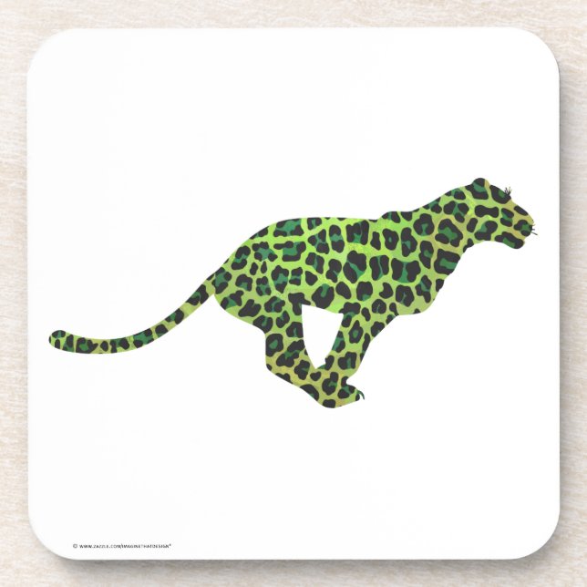 Leopard Black and Green Silhouette Coaster (Front)