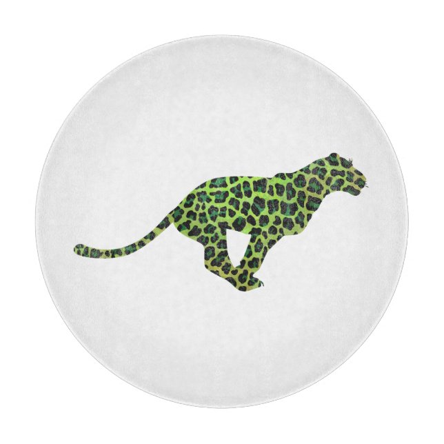 Leopard Black and Green Silhouette Cutting Board (Front)