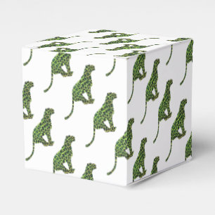 Leopard Black and Green Silhouette Favour Box