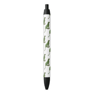 Leopard Black and Green Silhouette Ink Pen