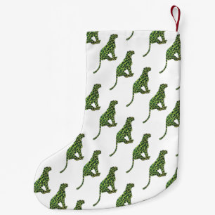 Leopard Black and Green Silhouette Small Christmas Stocking
