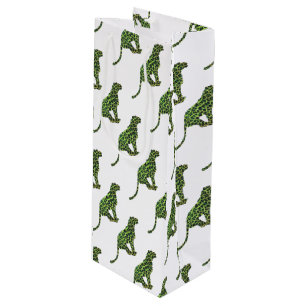 Leopard Black and Green Silhouette Wine Gift Bag