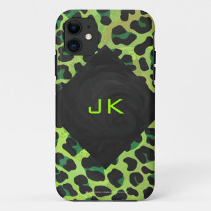 Leopard Black and Green with Monogram Case-Mate iPhone Case
