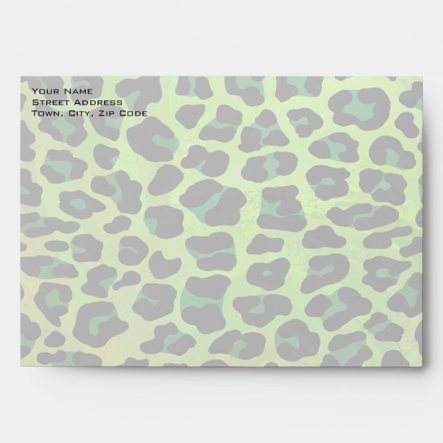 Leopard Black and Green with Monogram Envelopes (Front)