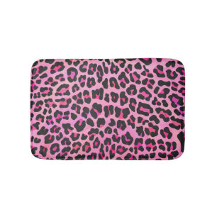 Leopard Black and Hot Pink Print Bath Mat