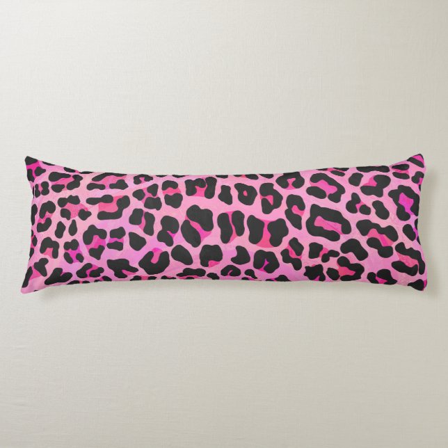 Leopard Black and Hot Pink Print Body Cushion (Front)