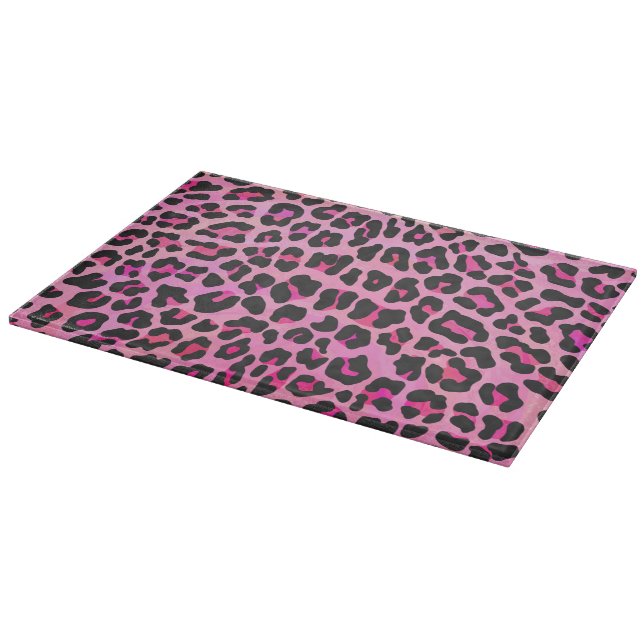 Leopard Black and Hot Pink Print Cutting Board (Corner)