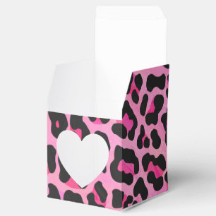 Leopard Black and Hot Pink Print Favour Box