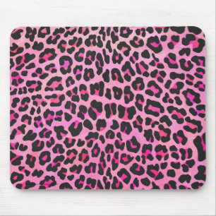 Leopard Black and Hot Pink Print Mouse Pad