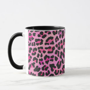 Leopard Black and Hot Pink Print Mug