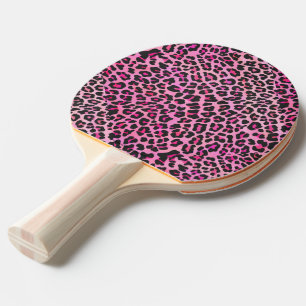 Leopard Black and Hot Pink Print Ping Pong Paddle