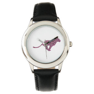 Leopard Black and Hot Pink Print Siloette Watch