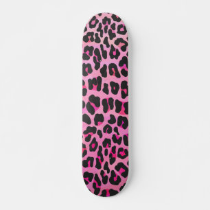 Leopard Black and Hot Pink Print Skateboard