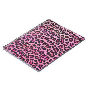 Leopard Black and Hot Pink Print Spiral Notebook