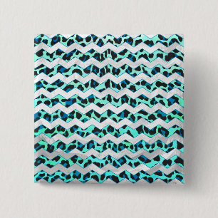 Leopard Black and Teal Print 15 Cm Square Badge