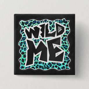 Leopard Black and Teal Print 15 Cm Square Badge