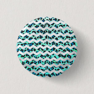 Leopard Black and Teal Print 3 Cm Round Badge