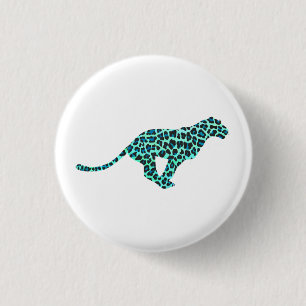 Leopard Black and Teal Print 3 Cm Round Badge