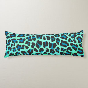 Leopard Black and Teal Print Body Cushion