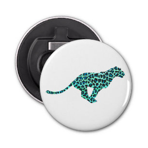 Leopard Black and Teal Print Bottle Opener