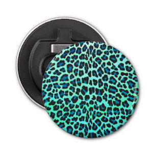 Leopard Black and Teal Print Bottle Opener