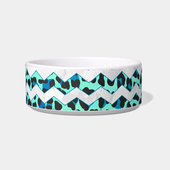 Leopard Black and Teal Print Bowl (Right)