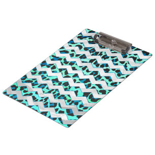Leopard Black and Teal Print Clipboard