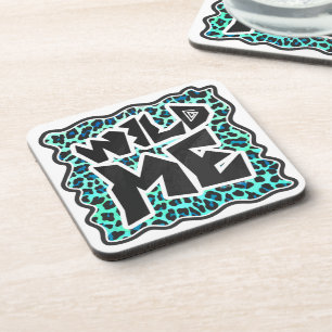 Leopard Black and Teal Print Coaster