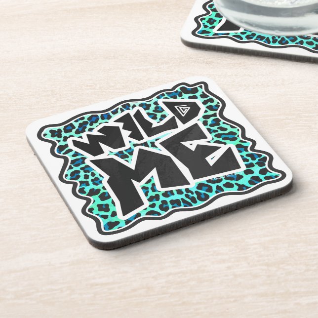Leopard Black and Teal Print Coaster (Left Side)