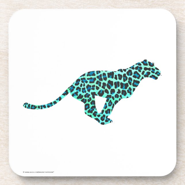 Leopard Black and Teal Print Coaster (Front)