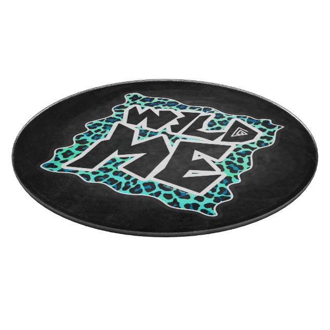 Leopard Black and Teal Print Cutting Board (Corner)
