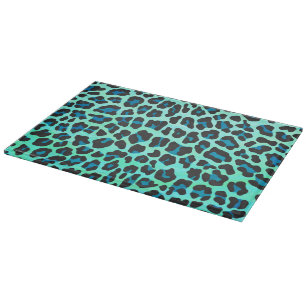 Leopard Black and Teal Print Cutting Board