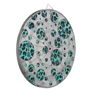 Leopard Black and Teal Print Dartboard
