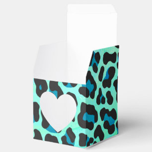 Leopard Black and Teal Print Favour Box