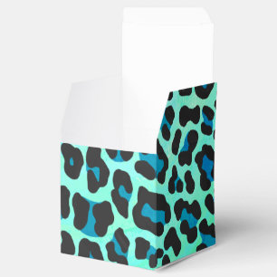 Leopard Black and Teal Print Favour Box