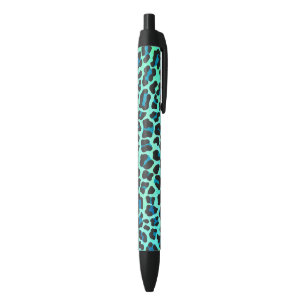 Leopard Black and Teal Print Ink Pen