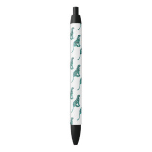 Leopard Black and Teal Print Ink Pen