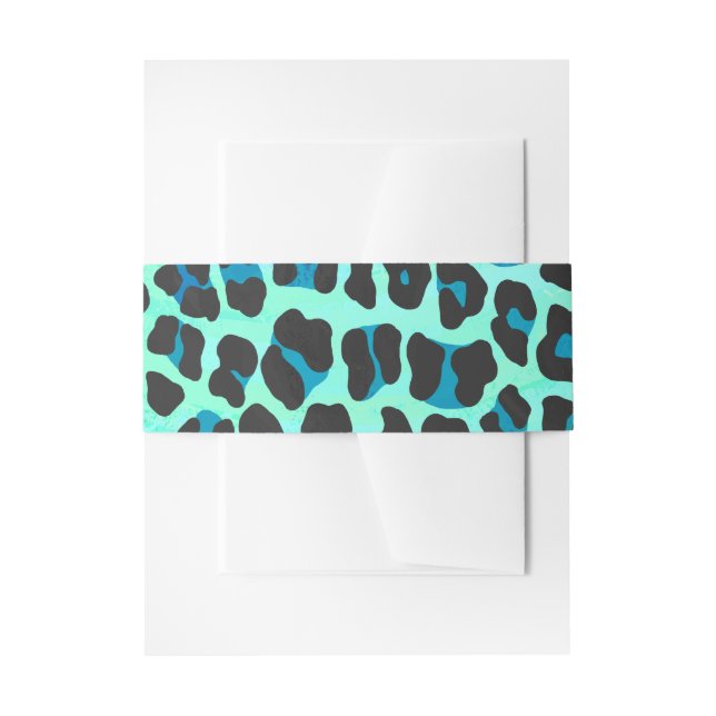Leopard Black and Teal Print Invitation Belly Band (Front Example)