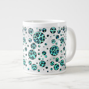Leopard Black and Teal Print Large Coffee Mug