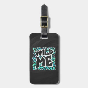 Leopard Black and Teal Print Luggage Tag