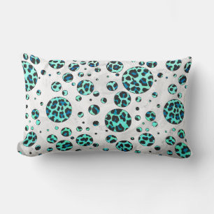 Leopard Black and Teal Print Lumbar Cushion