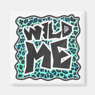 Leopard Black and Teal Print Magnet