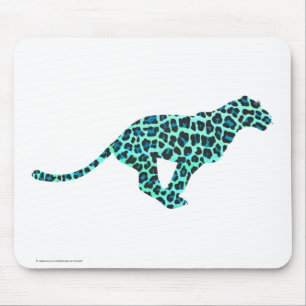 Leopard Black and Teal Print Mouse Pad