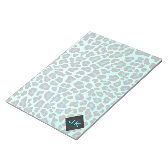 Leopard Black and Teal Print Notepad (Angled)