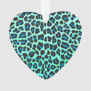 Leopard Black and Teal Print Ornament