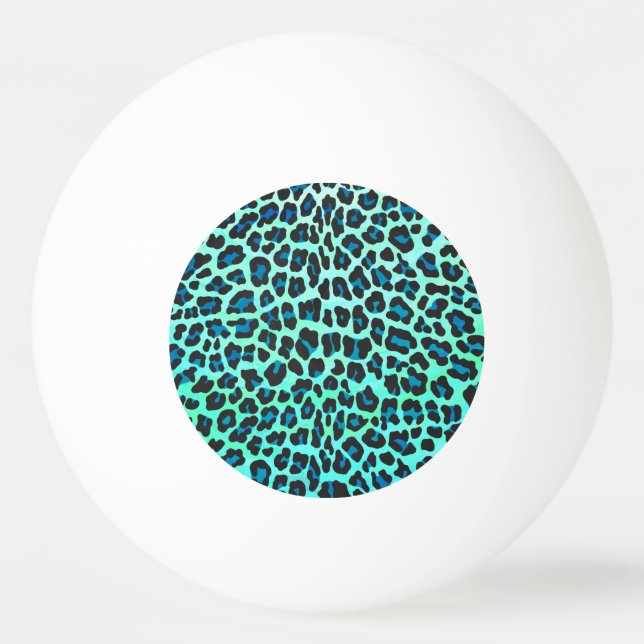 Leopard Black and Teal Print Ping Pong Ball (Front)